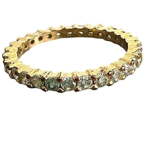 Gold tone trendy rhinestone studded ring band - size 6.5 - Picture 1 of 4